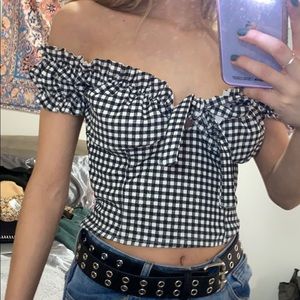 Adorable off the shoulder gingham top